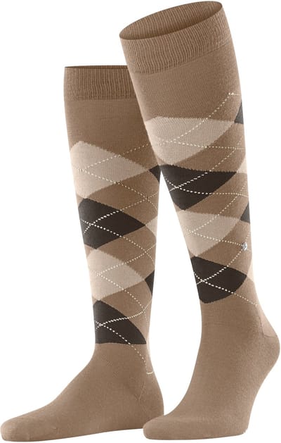 Burlington Edinburgh lang gedessineerd wol kniekousen heren bruin - maat 40-46