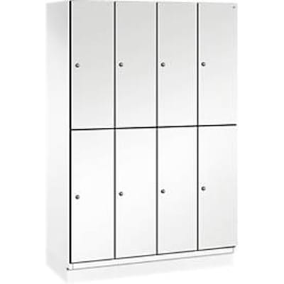 C+P Double-store locker Cambio, 4 vakken, 8 vakken, met plint, B 1200 x D 525 x H 1980 mm, verkeerswit/wit