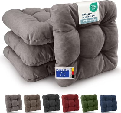 Beautissu Set van 2 Premium Stoelkussen 40x40 cm Lichtgrijs – UV-bestendig & Robuuste Zitkussen Stoel Outdoor 8 cm dik Tuin Stoel Kussen voor Balkonstoel Tuinstoel Zitkussen Indoor – HighLux SK