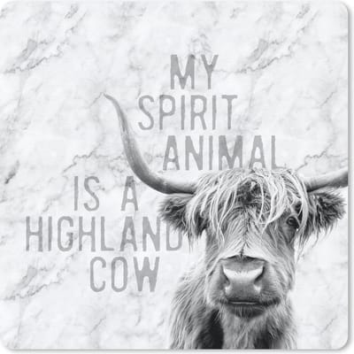 Muismat 20x20 cm - Mousepad Marmer - Quote - Schotse hooglander - Muismatten