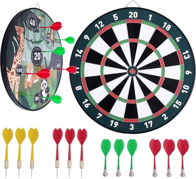 Dubbelzijdige Dartbord Set met Magneet- en Steeltjespijlen voor Kinderen