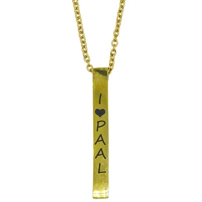 "I Love Paal" Goudkleurige Lange Stalen Ketting met Staafje - Miresa