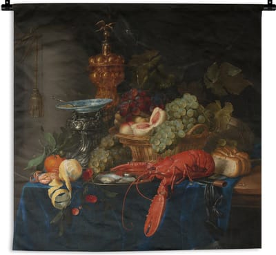 Wandkleed - Wanddoek - Stilleven met een gouden bokaal - Schilderij - Oude meesters - 180x180 cm - Wandtapijt
