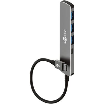 Goobay USB hub (USB-C) | 3x USB-A + 1x USB-C | USB3.0 5 Gbps | aluminium | 0,10 meter