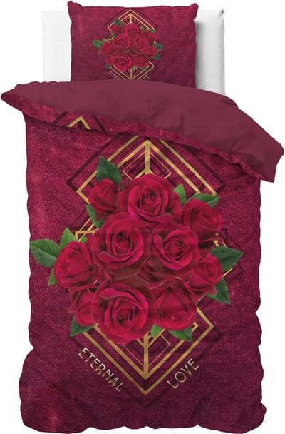 Sleeptime Eternal Love Dekbedovertrek - Eenpersoons - 140X200/260 + 1 x kussensloop 60x70 - Rood
