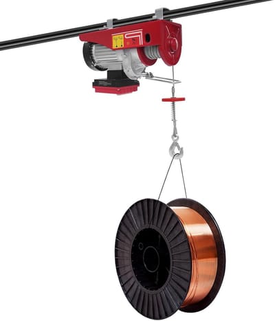 Elektrische lier - Motorlier takel - Zwaar tillen - 600 kg capaciteit - 12 m hefhoogte - Rood