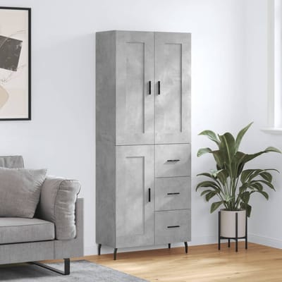 vidaXL - Hoge - kast - 69,5x34x180 - cm - bewerkt - hout - betongrijs