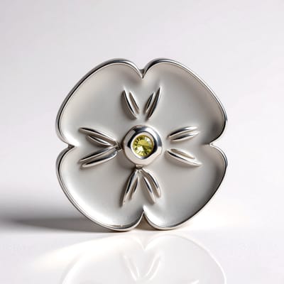 Cavill - Zilveren Aanhanger - 925 Sterling Zilver - 2 Gele Saffieren 0,032 ct - Bloemvormig Design - Elegant & Handgemaakt