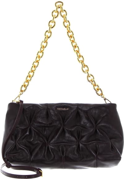 COCCINELLE Leren Schoudertas Ophelie Goodie Rock Handbag Craquele Leather Darkbrown Donkerbruin