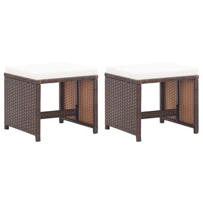 vidaXL - Tuinkrukken - 2 - st - met - kussens - poly - rattan - bruin