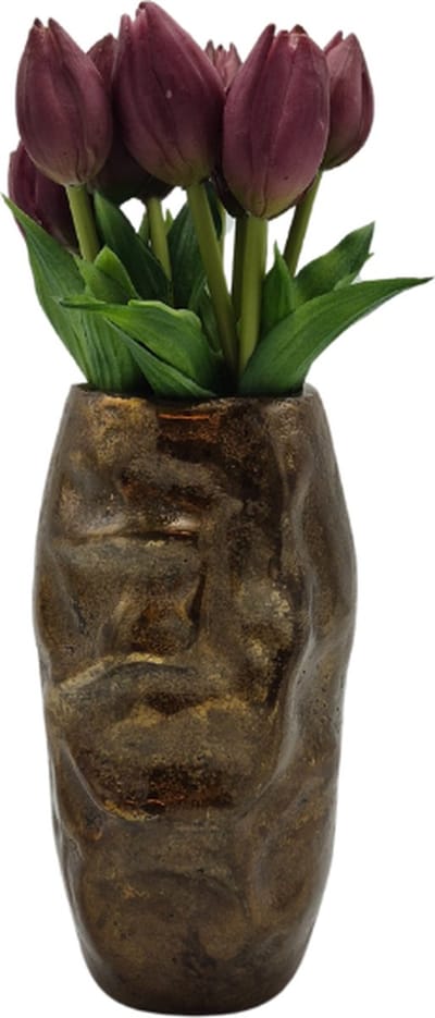 Deco4yourhome® - Vaas - Metaal - Bloemenvaas - Antiek Goud - Gold - 20cm