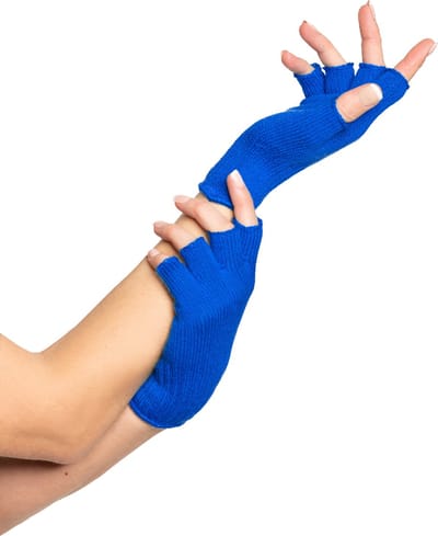Partychimp Voordeelverpakking 6 pack Vingerloze Handschoenen voor bij Carnavalskleding Dames Carnaval Accessoires Verkleedkleren Volwassenen - Kobalt Blauw- Katoen/Polyamide/Elastaan - One-Size - 6 pack