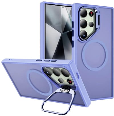 Hoesje Geschikt voor Samsung Galaxy S25 Ultra - Compatibel met MagSafe & Qi2 - Back Cover met Standaard - Camera Kickstand - Licht Paars