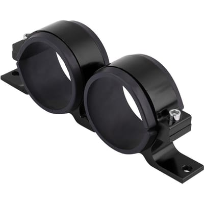 Support de montage de pompe à carburant de voiture en alliage d'aluminium 60 mm Berceau à double collier de filtre Noir noir