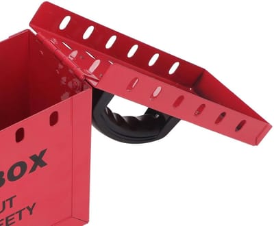 Allecto - Lockout-tag-outbox - Beveiligingsgroep-sluitbox - Rood - Hangsloten met sleutel - OSHA-conformiteit - Draagbaar en veilig