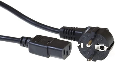 Voedingskabel CEE 7/7 naar C13 (gehoekt) - Zwart 3 m