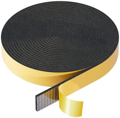 Foam Adhesive Sealing Tape 25mm x 3mm - Zelfklevende Foamstrip voor Ramen, Deuren en Hobs, Zwart, Geluidsisolatie en Warmte-isolatie