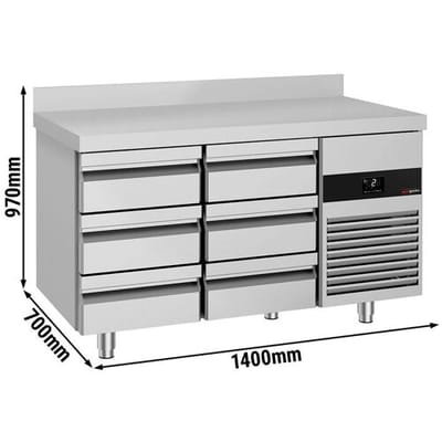 GGM Gastro Kühltisch PREMIUM - 1400x700mm - 6 Schubladen - mit Aufkantung