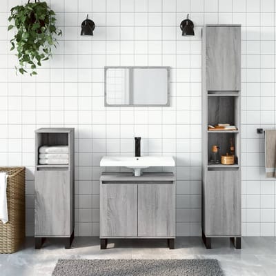 vidaXL - Badkamerkast - 30x30x190 - cm - bewerkt - hout - grijs - sonoma - eikenkleur
