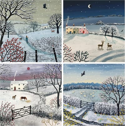 Set van 24 Kerstkaarten Winterwonderland Thema Duurzaam Gedrukt