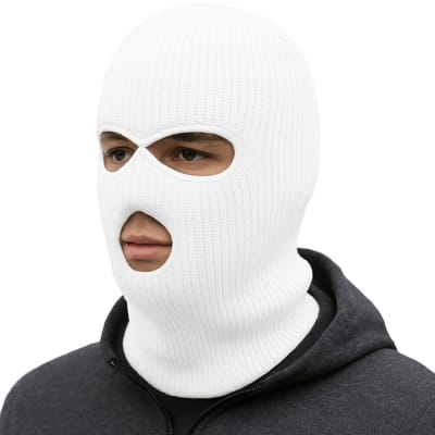 Facemask - Sportmuts - Driegats Muts - Skimuts -  Bivak - Balaclava - Wit - One Size