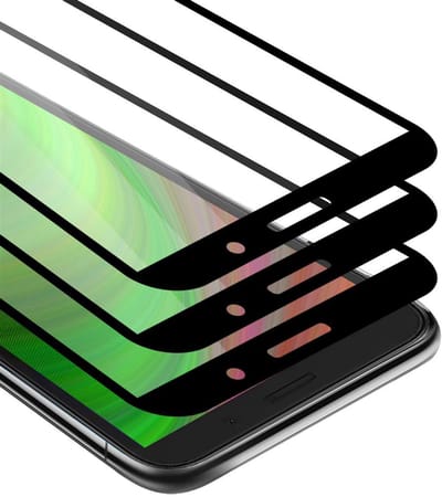 Cadorabo 3x Screenprotector geschikt voor Honor 9S / Huawei Y5P Volledig scherm pantserfolie Beschermfolie in TRANSPARANT met ZWART - Getemperd (Tempered) Display beschermend glas in 9H hardheid met 3D Touch