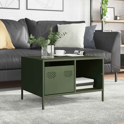 vidaXL - Salontafel - 68,5x50x43,5 - cm - koudgewalst - staal - olijfgroen