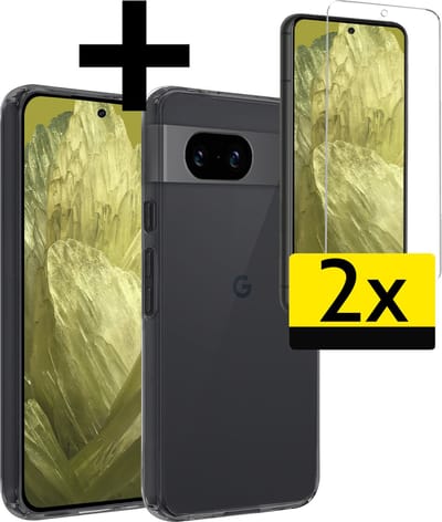 Hoesje - Met 2x Screenprotector - Geschikt voor Google Pixel 8a - Sterk & Shockproof - Back Cover - Siliconen Case - Telefoon Hoes - Telefoonhoesjes - Transparant