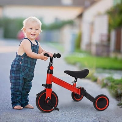 Driewieler Baby - Loopfiets Kinderfiets - Buiten Spelen - 4-in-1 Omkeerbare Zitting - 1-5 Jaar - Rood