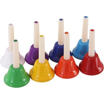 8-Toonige Handbel Kinderen Muziek Speelgoed Regenboog Percussie Instrument Set 8-Toonige Bel Draaiende Ratel Beginner Educatief Speelgoed Cadeau