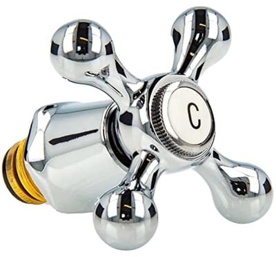 Universele binnenklep met nostalgische greep 1/2 inch verchroomd