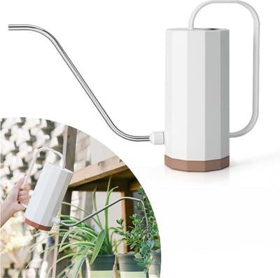 Gieter voor kamerplanten, Kleine gieter, Grote gieter met lange tuit van roestvrij staal, Lange schenktuit en handvat voor kamerplanten en bloemen, Binnenshuis kweken (1,2 L)