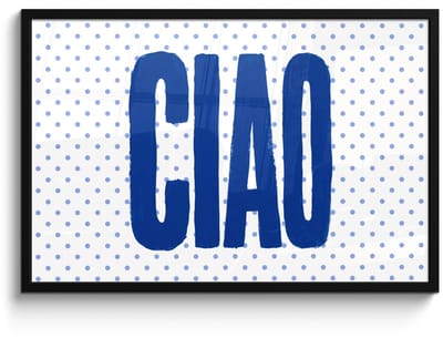 Poster in lijst - Fotolijst 90x60 cm - Posters - Ciao - Stippen - Roze - Wit - Posterlijst zwart - Decoratie - Wanddecoratie woonkamer - Muurdecoratie slaapkamer