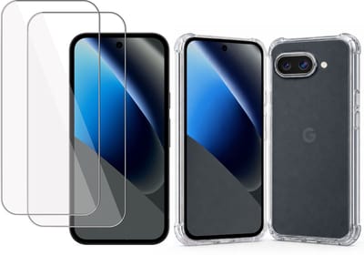 TechNow Hoesje + 2x Screenprotector geschikt voor Google Pixel 10a Hoesje Screenprotector - Tempered Glass - Extreme Shock Case Transparant