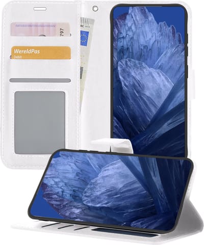 Hoesje - Geschikt voor Google Pixel 8a - Luxe Bookcase - Walletcase Hoes - Portemonnee - Cover - Telefoonhoes - Wit