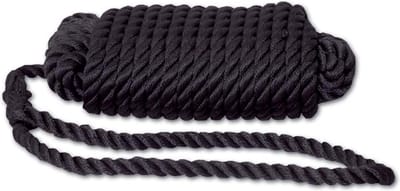 Hollex Landvast zwart 8mm X 6 meter met lus - 3 strengs - touw