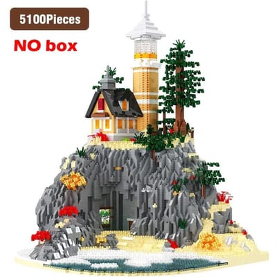 5100 stuks Vuurtoren Eiland Bouwstenen met LED Licht Educatief Speelgoed voor Kinderen Kerstcadeaus Architectuur Model Stenen Set