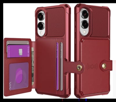 Portemonnee Hoesje Geschikt voor Samsung Galaxy S25 Edge - Back Cover met Pasjeshouder - Telefoonhoesje voor Pinpas - Kaarthouder op Achterkant - Case met Magneet Rood