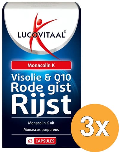 3x Lucovitaal Rode Gist Rijst + Visolie & Q10 (63 capsules)