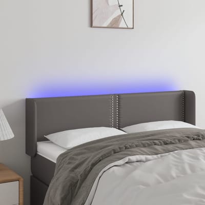 vidaXL - Hoofdbord - LED - 147x16x78/88 - cm - kunstleer - grijs