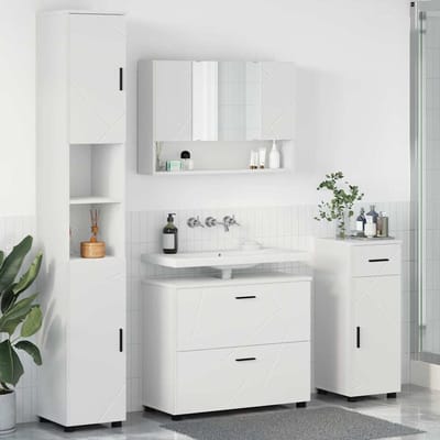 vidaXL - Badkamermeubel - Set - 4 - st - Wit - Samengesteld - Hout - en - Metaal