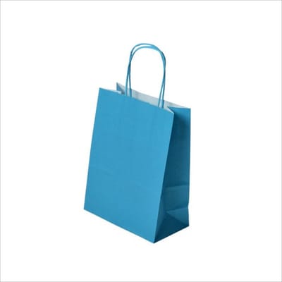 Luxe Set van 50 Papieren Draagtassen - Turquoise-Blauw - 18x8x22cm - Hoogwaardige Kraft Papieren Tassen - Met Gedraaide Handvatten - Ideaal voor Winkelen en Verpakken