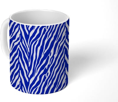 Mok - Koffiemok - Zebra - Patroon - Kobalt - Blauw - Mokken - 350 ML - Beker - Koffiemokken - Theemok
