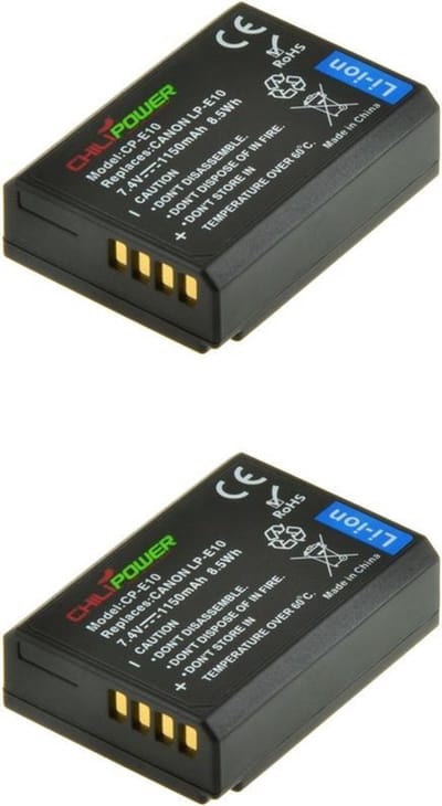 ChiliPower LP-E10 accu voor Canon - 1150mAh - 2-Pack