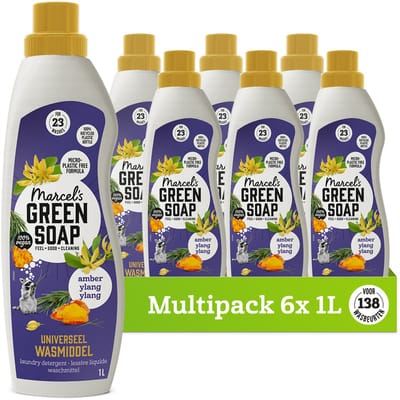 Marcel's Green Soap Universeel Wasmiddel - Amber & Ylang Ylang - 6 x 1L - 138 wasbeurten