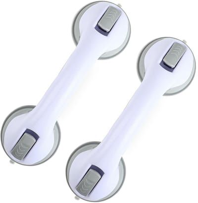 longziming -Douchehandgreep Zonder Boren – Set van 2 Stuks –Veiligheidsgreep met Zuignappen voor Badkamer en Douche – Draagbaar en Stevig Kunststof Ontwerp –Grijs