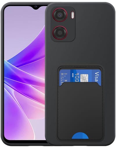 Geschikt voor Oppo A57 4G / A57s / A77 4G / A77s Telefoonhoesje met TPU Pasjeshouder - Flexible Back Cover Case Siliconen TPU with Cardslot - Zwart - Smartphonica geschikt voor Oppo A57 4G;Oppo A57s;Oppo A77;Oppo A77s
