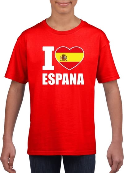 Rood I love Espana supporter shirt kinderen - Spanje shirt jongens en meisjes 110/116