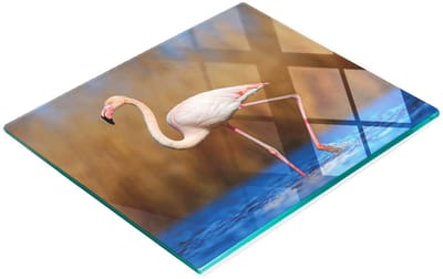 Multifunctionele decoratieve snijplank van gehard glas met flamingo-motief, 60x52 cm