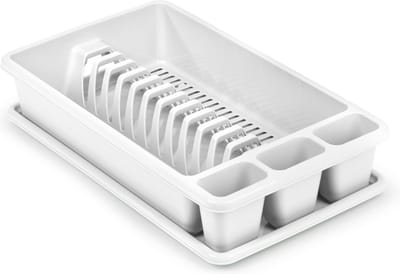 Plasticforte Afwas afdruiprek met lekbak - ivoor wit - kunststof - 45 x 26 x 9 cm